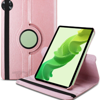 TGK 360 Degree Rotating Leather Smart Flip Case Cover for realme Pad 2 11.5 inch Tablet (Rose Gold)
