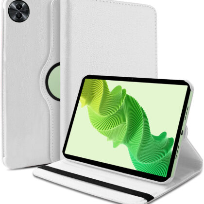 TGK 360 Degree Rotating Leather Smart Flip Case Cover for realme Pad 2 11.5 inch Tablet (White)