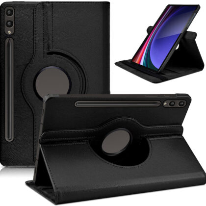 TGK 360 Degree Rotating Leather Flip Case Cover for Samsung Galaxy Tab S9 Ultra Case 14.6 Inch 2023 (SM-X91) / Galaxy Tab S8 Ultra Case, Black