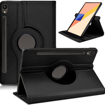 TGK Cover for Samsung Tab S9 Cover Case 11 inch, 360 Degree Rotating Leather Flip Case Cover for Samsung Galaxy Tab S9 Tablet Cover 11 inch / Galaxy Tab S9 FE 10.9″, Black