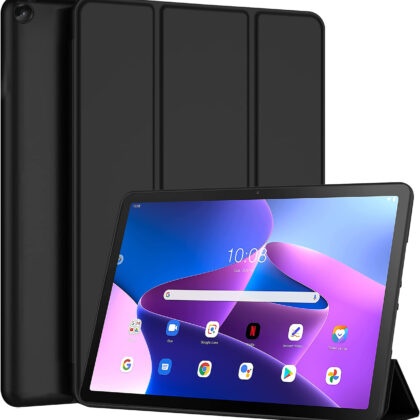 TGK Trifold Back Flip Stand Case Cover for Lenovo Tab M10 FHD 3rd Gen 10.1 inch TB328FU TB328XU Black