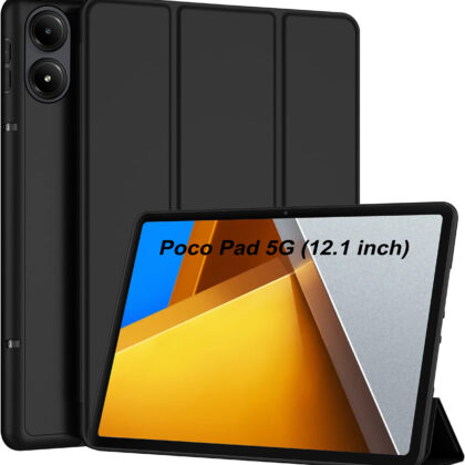 TGK Flip Cover for Poco Pad 12.1 inch Tablet (Black, Dual Protection, Pack of: 1)