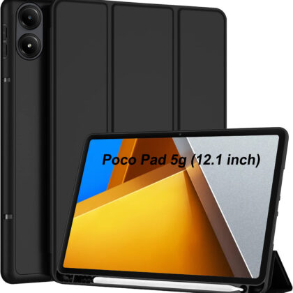 TGK Flip Cover for Poco Pad 12.1 inch Tablet (Black, Cases with Holder, Pack of: 1)