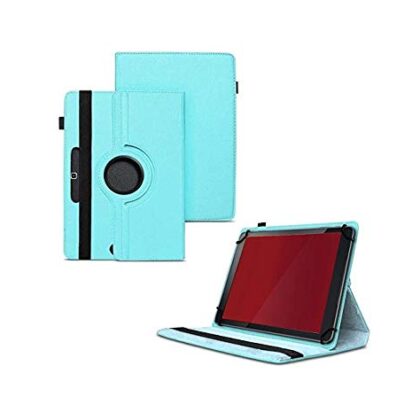 TGK 360 Degree Rotating Universal 3 Camera Hole Leather Stand Case Cover for iBall Slide Nova 4G Tablet (10.1 inch) (Sky Blue)