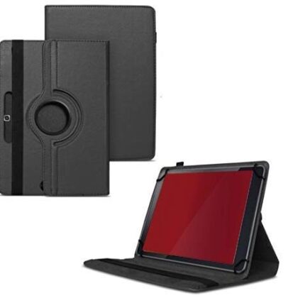 TGK 360 Degree Rotating Universal 3 Camera Hole Leather Stand Case Cover for iBall Slide Nova 4G Tablet (10.1 inch) (Black)