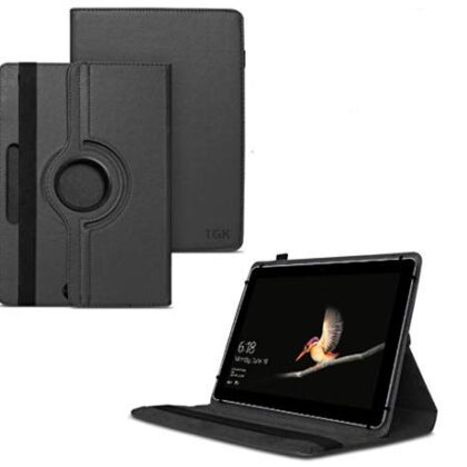 TGK 360 Degree Rotating Universal 3 Camera Hole Leather Stand Case Cover for Microsoft Surface Go (10 inch) Tablet – Black