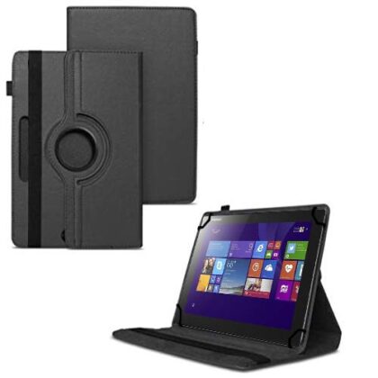 TGK 360 Degree Rotating Universal 3 Camera Hole Leather Stand Case Cover for Lenovo Ideatab MIIX 3-1030 Tablet PC 10.1 Inch – Black