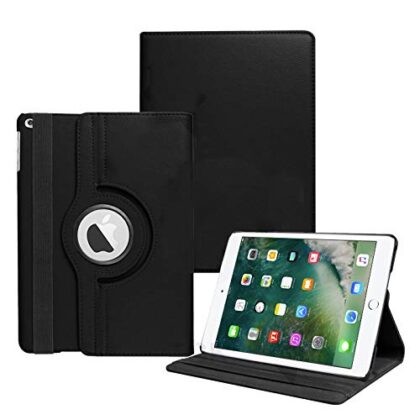 TGK Rotating Leather Stand Case Cover for iPad Air 1 2013 9.7 Inch [ Air 1st Gen ] Model A1474 / A1475 / A1476 / MD785HN/A / MD788HN/A / MD786HN/A / MD789HN/A / MD787HN/A / MD790HN/A – Black