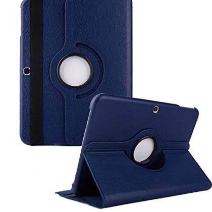 TGK 360 Degree Rotating Leather Smart Rotary Swivel Stand Case Cover for Samsung Galaxy Tab 4 10.1 Inch Sm-T530, T531, T535, T537 (Dark Blue)