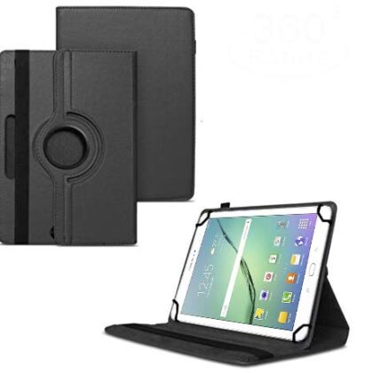 TGK 360 Degree Rotating Universal 3 Camera Hole Leather Stand Case Cover for Samsung Galaxy Tab S2 9.7″ SM-T810 / LTE SM-T815 / T813 / T819- Black