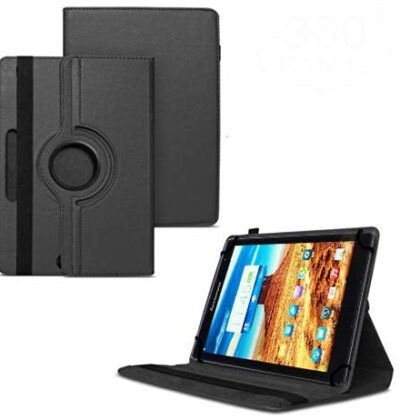 TGK 360 Degree Rotating Universal 3 Camera Hole Leather Stand Case Cover for Lenovo S8-50 8 inch Tablet-Black