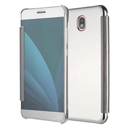 TGK Luxury Clear View Mirror Flip Book Smart Case Cover for Samsung Galaxy J7 Pro (Silver)