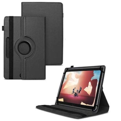 TGK 360 Degree Rotating Universal 3 Camera Hole Leather Stand Case Cover for Huawei MediaPad M5 Lite 10-Inch Tablet 2018 Release – Black