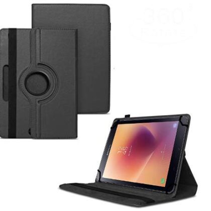 TGK 360 Degree Rotating Universal 3 Camera Hole Leather Stand Case Cover for Samsung Galaxy Tab A 2017 SM-T385NZKAINS Tablet (8 inch)-Black
