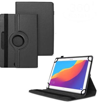 TGK 360 Degree Rotating Universal 3 Camera Hole Leather Stand Case Cover for Honor Pad 5 10.1 inch Tablet-Black
