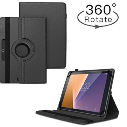 TGK 360 Degree Rotating Universal 3 Camera Hole Leather Stand Case Cover for iBall Premio Tablet 8 inch-Black