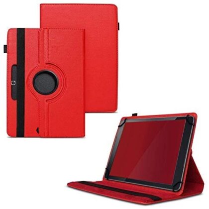 TGK 360 Degree Rotating Universal 3 Camera Hole Leather Stand Case Cover for iBall Slide Nova 4G Tablet (10.1 inch) (Red)