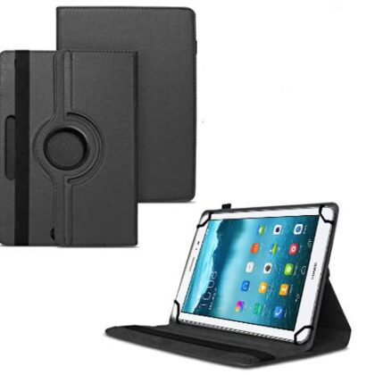 TGK 360 Degree Rotating Universal 3 Camera Hole Leather Stand Case Cover for HUAWEI MediaPad T1 8.0 Pro Tablet-Black
