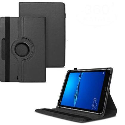 TGK 360 Degree Rotating Universal 3 Camera Hole Leather Stand Case Cover for Huawei Mediapad M3 Lite 8.0 Tablet-Black