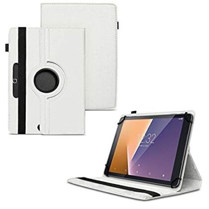TGK 360 Degree Rotating Universal 3 Camera Hole Leather Stand Case Cover for Lenovo S8-50 8 inch Tablet-White