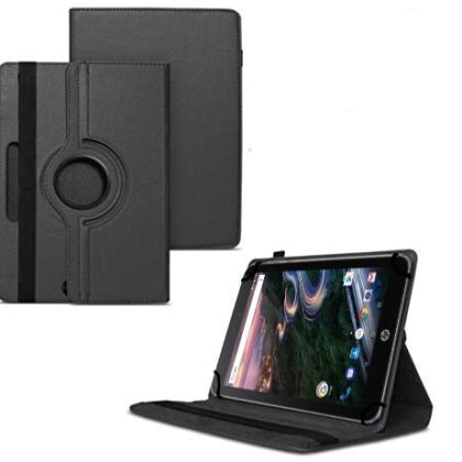 TGK 360 Degree Rotating Universal 3 Camera Hole Leather Stand Case Cover for HP Pro 8 Tablet 8 inch – Black
