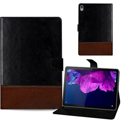 TGK Dual Color Leather Flip Stand Case Cover for Lenovo Tab P11/P11 Plus 11 inch TB-J606F/J606X (Black, Brown)