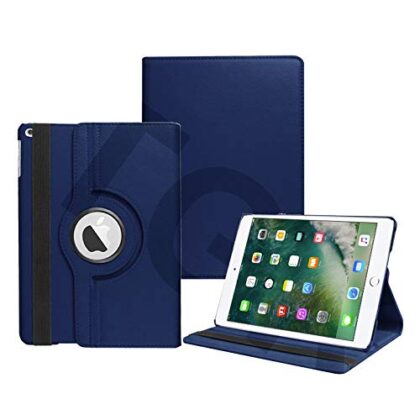 TGK Rotating Leather Stand Case Cover for iPad Air 1 2013 9.7 Inch [ Air 1st Gen ] Model A1474 / A1475 / A1476 / MD785HN/A / MD788HN/A / MD786HN/A / MD789HN/A / MD787HN/A / MD790HN/A – Dark Blue