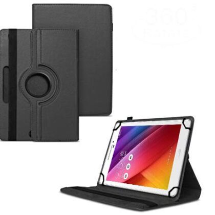 TGK 360 Degree Rotating Universal 3 Camera Hole Leather Stand Case Cover for Asus Zenpad 8.0 Z380kl Tablet-Black