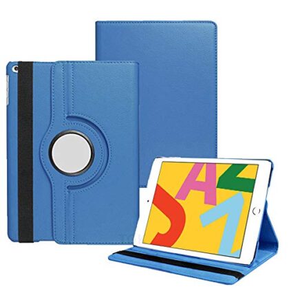 TGK 360 Degree Rotating Leather Auto Sleep Wake Function Smart Case Cover for iPad 10.2 Inch 2019 7th Generation (A2197 / A2198 / A2200) Sky Blue