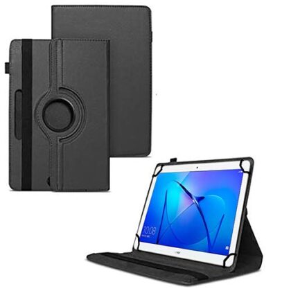 TGK 360 Degree Rotating Universal 3 Camera Hole Leather Stand Case Cover for Honor MediaPad T3 10 9.6 inch Tablet-Black