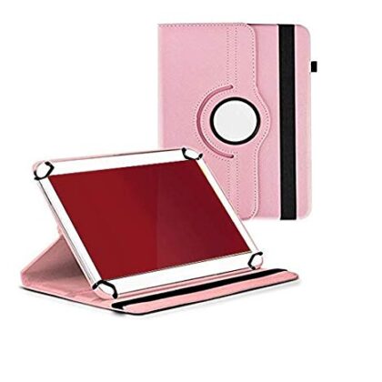 TGK 360 Degree Rotating Universal 3 Camera Hole Leather Stand Case Cover for iBall Slide Nova 4G Tablet (10.1 inch) (Light Pink)