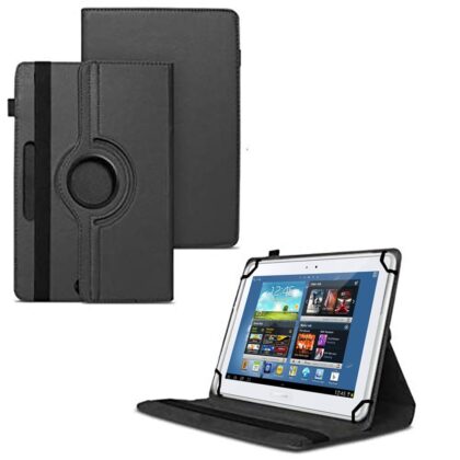 TGK 360 Degree Rotating Universal 3 Camera Hole Leather Stand Case Cover for Samsung Galaxy Note 10.1 GT-N8000 GT-N8010 GT-N8020 GT-N800-Black