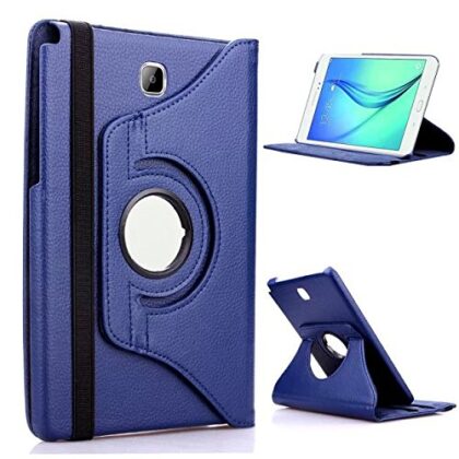 TGK 360 Degree Rotating Leather Smart Rotary Swivel Stand Case Cover for Samsung Galaxy Tab A 8.0 2015 Release (SM-T350/T351/T355/P350/P355) Navy Blue