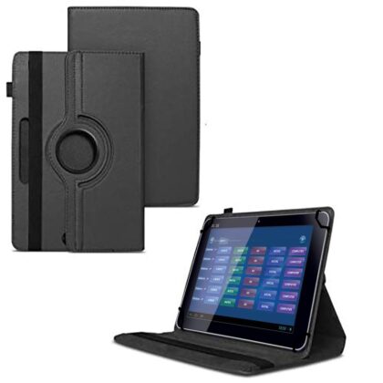 TGK 360 Degree Rotating Universal 3 Camera Hole Leather Stand Case Cover for Lenovo Tab Tab 2 A10-30F 10.1 inch – Black