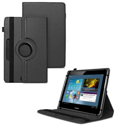 TGK 360 Degree Rotating Universal 3 Camera Hole Leather Stand Case Cover for Samsung Galaxy TAB 10.1 N GT-P7500 GT-P7501 GT-P7510 GT-P7511 GT-P5100 GT-P5110 P510 P750 (Black)