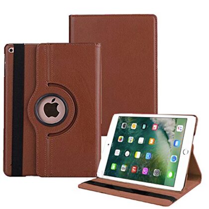 TGK Rotating Leather Stand Case Cover for iPad Air 1 2013 9.7 Inch [ Air 1st Gen ] Model A1474 / A1475 / A1476 / MD785HN/A / MD788HN/A / MD786HN/A / MD789HN/A / MD787HN/A / MD790HN/A – Brown