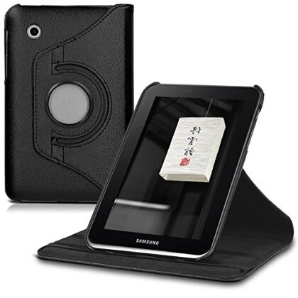 TGK 360 Degree Rotating Leather Smart Rotary Swivel Stand Case Cover for SAMSUNG GALAXY TAB 2 7.0 GT-P3100 GT-P3110 – Black