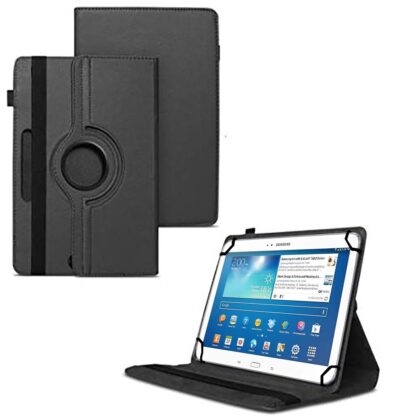 TGK 360 Degree Rotating Universal 3 Camera Hole Leather Stand Case Cover for Samsung Galaxy Tab 3 10.1 inch GT-P5210 GT-P5200 GT-P5220 – Black