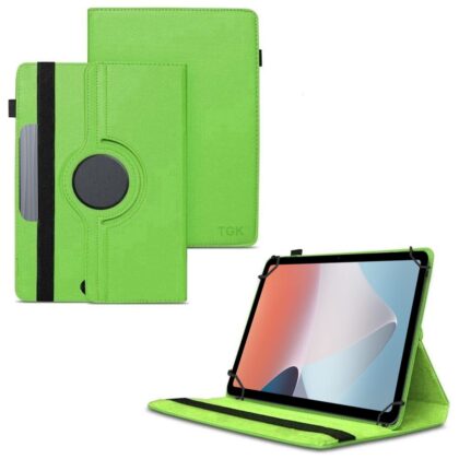 TGK 360 Degree Rotating Universal 3 Camera Hole Leather Stand Case Cover for Oppo Pad Air 10.36 inch Tab (Green)