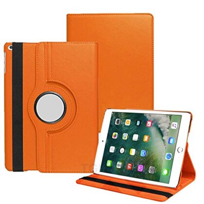TGK Rotating Leather Stand Case Cover for iPad Air 1 2013 9.7 Inch [ Air 1st Gen ] Model A1474 / A1475 / A1476 / MD785HN/A / MD788HN/A / MD786HN/A / MD789HN/A / MD787HN/A / MD790HN/A – Orange