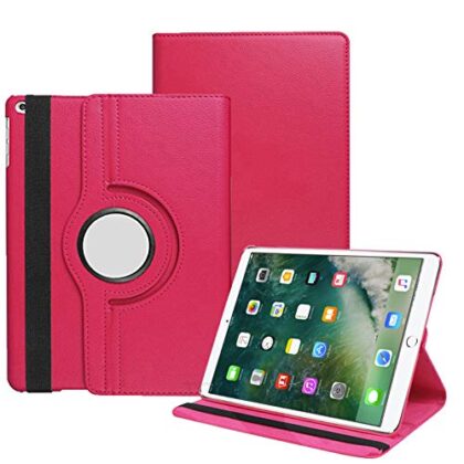 TGK Rotating Leather Stand Case Cover for iPad Air 1 2013 9.7 Inch [ Air 1st Gen ] Model A1474 / A1475 / A1476 / MD785HN/A / MD788HN/A / MD786HN/A / MD789HN/A / MD787HN/A / MD790HN/A – Pink