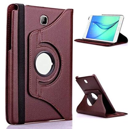 TGK 360 Degree Rotating Leather Smart Rotary Swivel Stand Case Cover for Samsung Galaxy Tab A 8.0 2015 Release (SM-T350/T351/T355/P350/P355) – Brown
