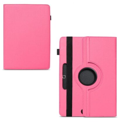 TGK 360 Degree Rotating Universal 3 Camera Hole Leather Stand Case Cover for iBall Slide Nova 4G Tablet (10.1 inch) (Hot Pink)