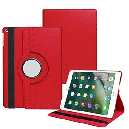 TGK Rotating Leather Stand Case Cover for iPad Air 1 2013 9.7 Inch [ Air 1st Gen ] Model A1474 / A1475 / A1476 / MD785HN/A / MD788HN/A / MD786HN/A / MD789HN/A / MD787HN/A / MD790HN/A -Red