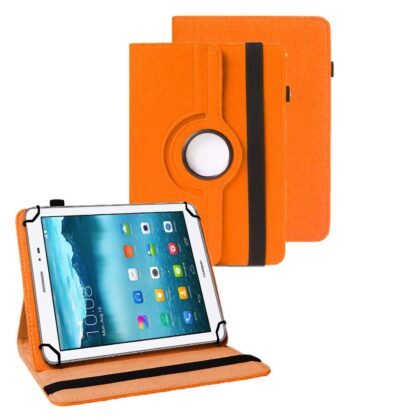 TGK 360 Degree Rotating Universal 3 Camera Hole Leather Stand Case Cover for HUAWEI MediaPad T1 8.0 Pro Tablet-Orange