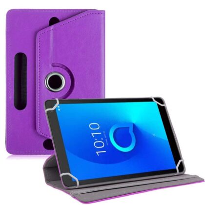TGK Universal 360 Degree Rotating Leather Rotary Swivel Stand Case Cover for Alcatel 1T 10 inch Tablet – Purple