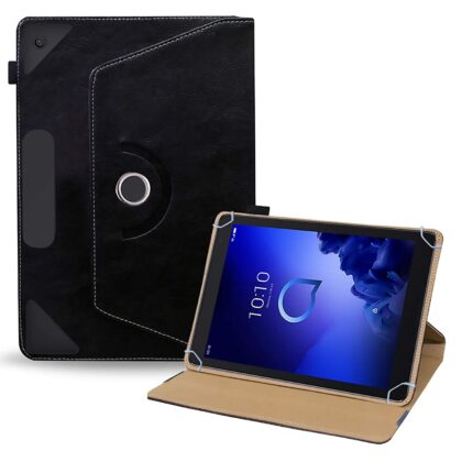TGK Rotating Leather Stand Flip Case for Alcatel 3T 10 Tablet Cover (2019 Released) Black