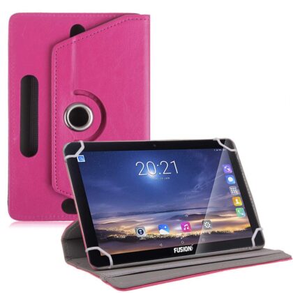 TGK 360 Degree Rotating Leather Rotary Swivel Stand Case Cover for Fusion5 10.1″ 4G Tablet (Pink)