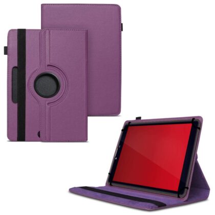 TGK 360 Degree Rotating Universal 3 Camera Hole Leather Stand Case Cover for iBall Avid Tablet PC (8 inch)-Purple