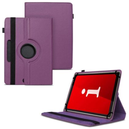 TGK 360 Degree Rotating Universal 3 Camera Hole Leather Stand Case Cover for iBall iTAB MovieZ Pro 10.1 inch Tablet – Purple